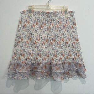 1. State Floral Ruffle Hem Shirred Skirt